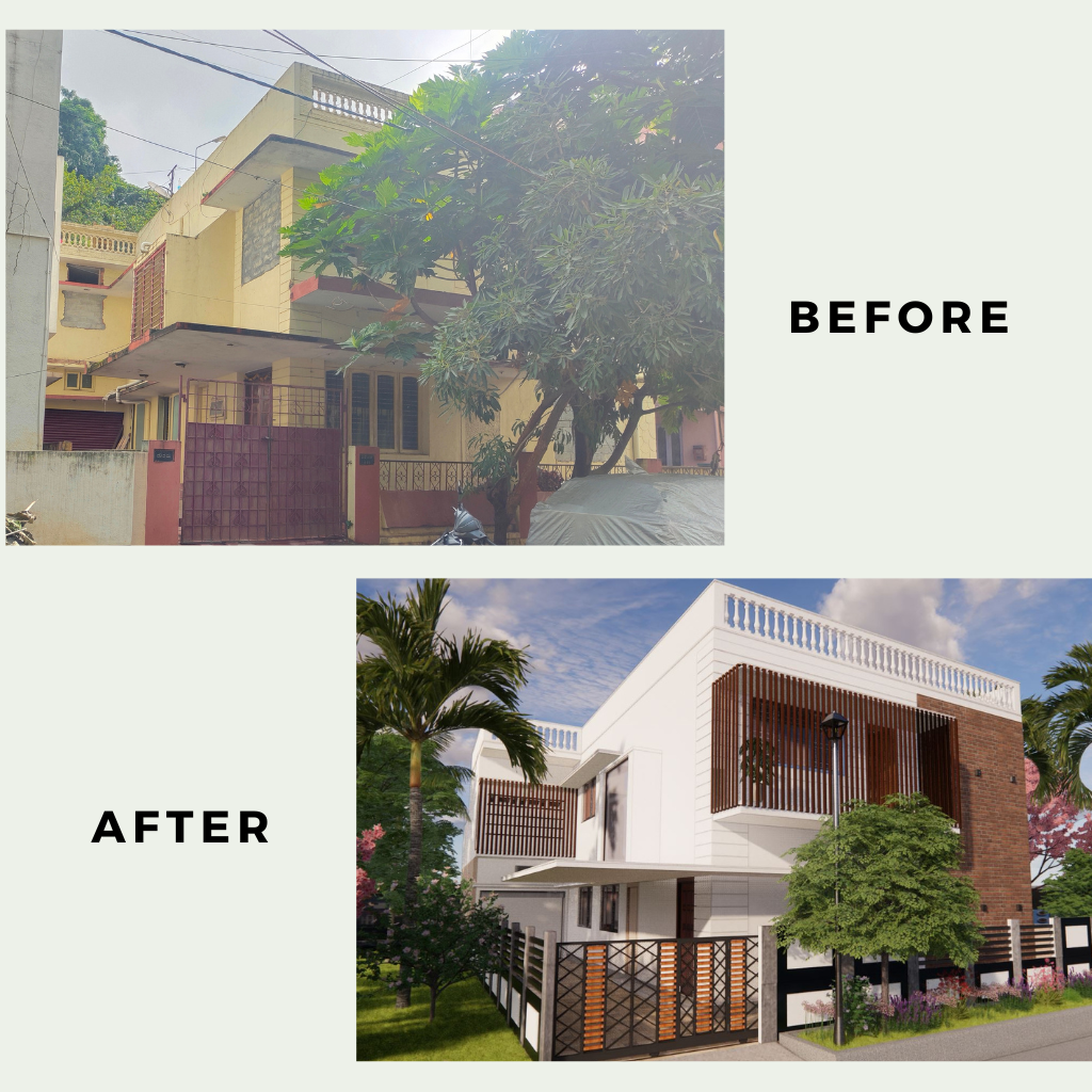Elevation Remodeling work by Inkstone Infra in Bangalore